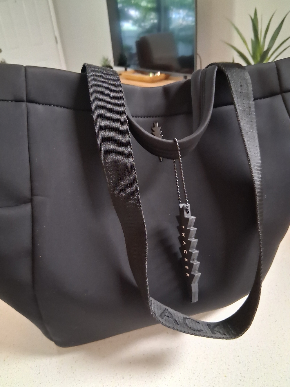 Black Quilted Tote Bag 14 Long 18 Wide Including The Side Pockets